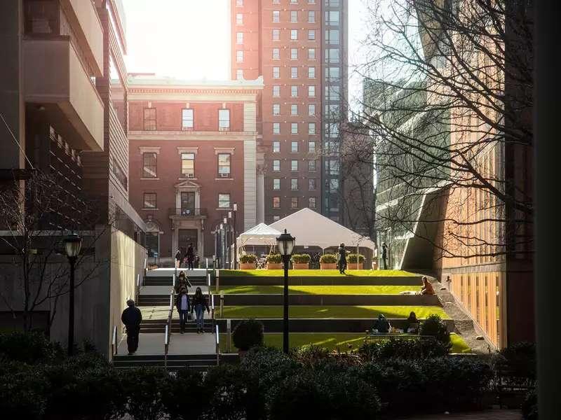 Campus view from Milbank toward Barnard Hall